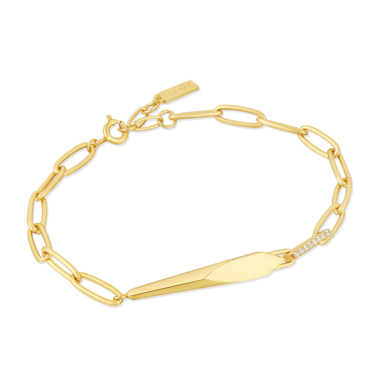  Polished Punk - Schakelarmbanden - Zilver / 14kt GP - Zirkonia - 19cm
